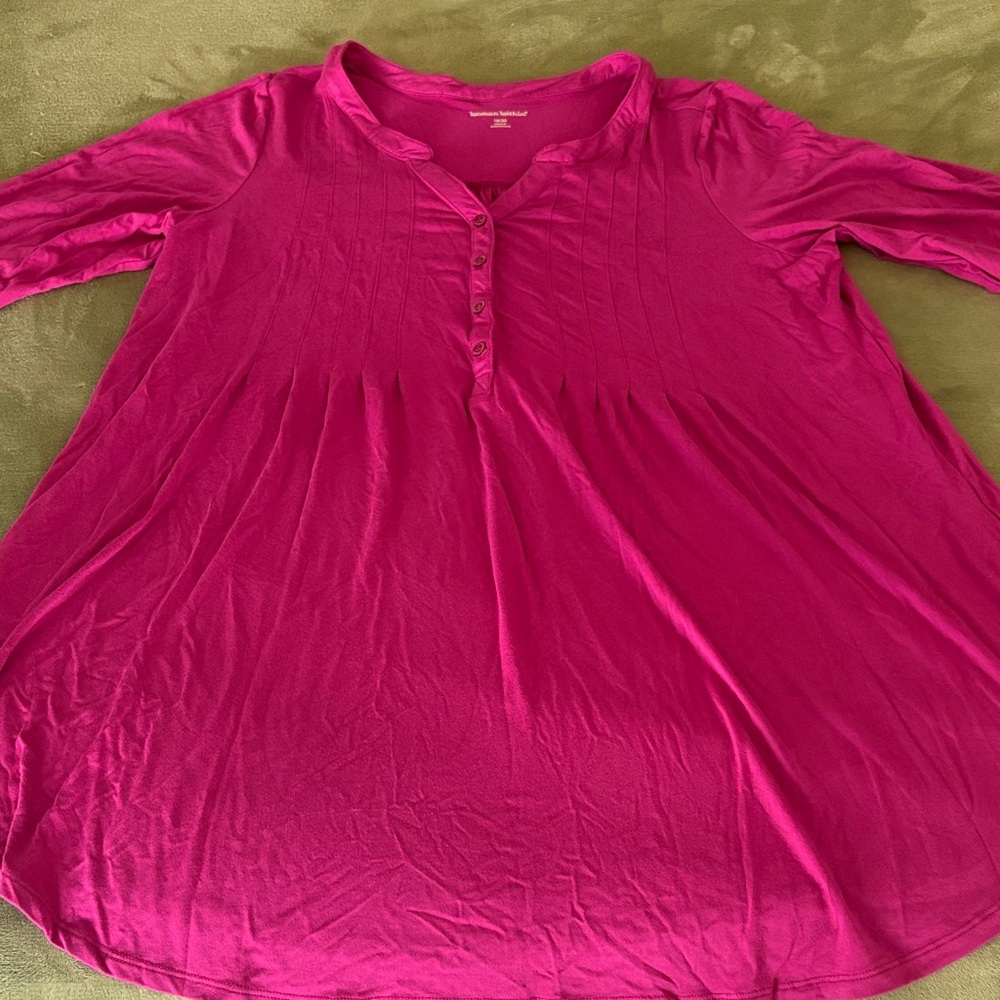 Woman Within Fuchsia Button-Up Tunic